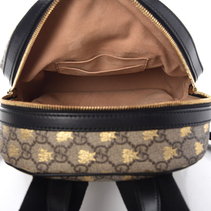 Gucci GG Supreme Monogram Bees Print Small Day Backpack Beige Oro Black 5 of 9
