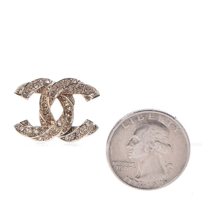 Chanel Crystal Twisted CC Earrings Light Gold Pale Pink 2 of 5