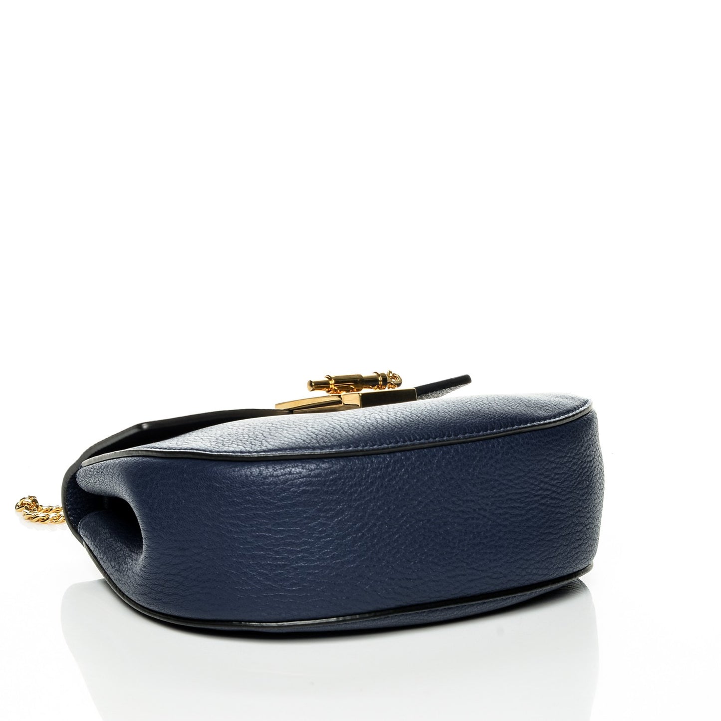 Grained Lambskin Mini Drew Shoulder Bag Royal Navy