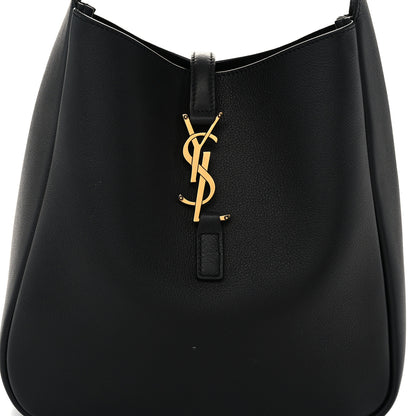 Saint Laurent Grained Calfskin Small Le 5 A 7 Soft Hobo Black 7 of 9