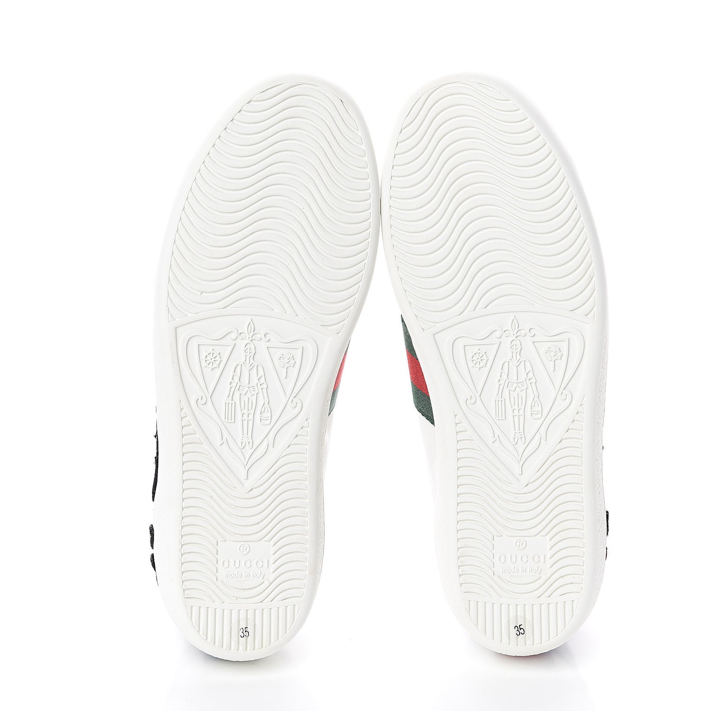 Calfskin Web Floral Embroidered Ace Sneakers 35 White