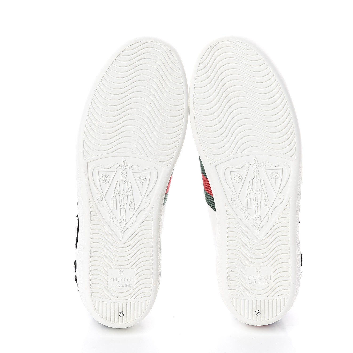 Gucci Calfskin Web Floral Embroidered Ace Sneakers 35 White 5 of 7