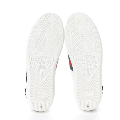 Gucci Calfskin Web Floral Embroidered Ace Sneakers 35 White 5 of 7