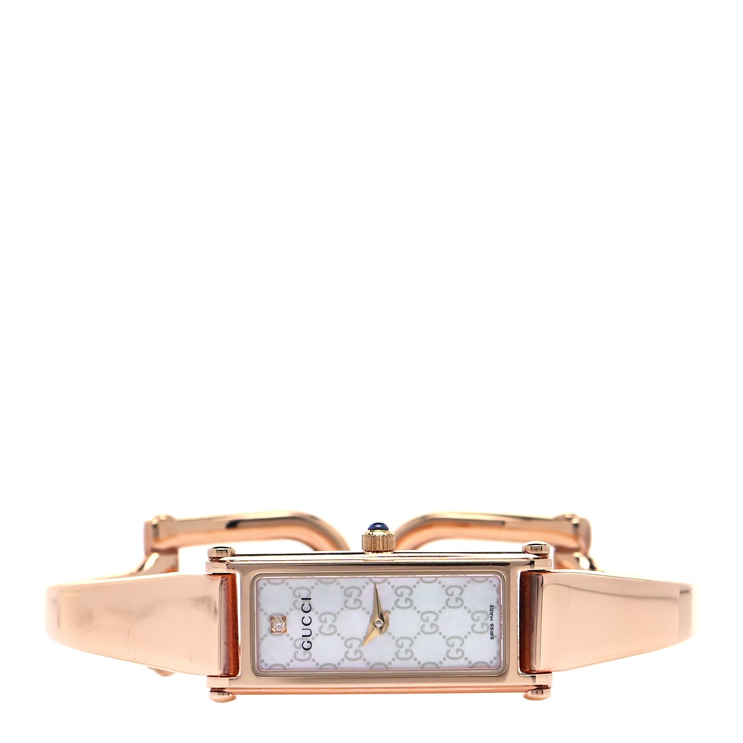 Gucci Stainless Steel Diamond Pink Mother of Pearl 12mm 1500L Horsebit Quartz Watch 2 of 5