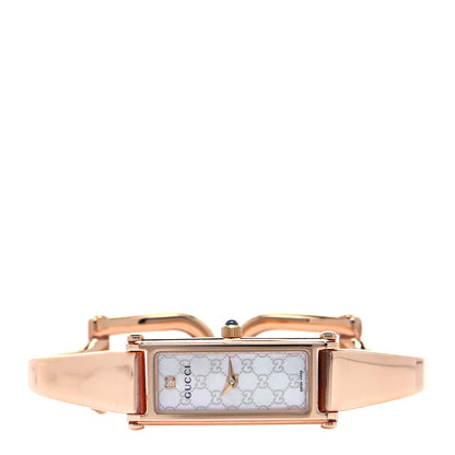 Gucci Stainless Steel Diamond Pink Mother of Pearl 12mm 1500L Horsebit Quartz Watch 2 of 5
