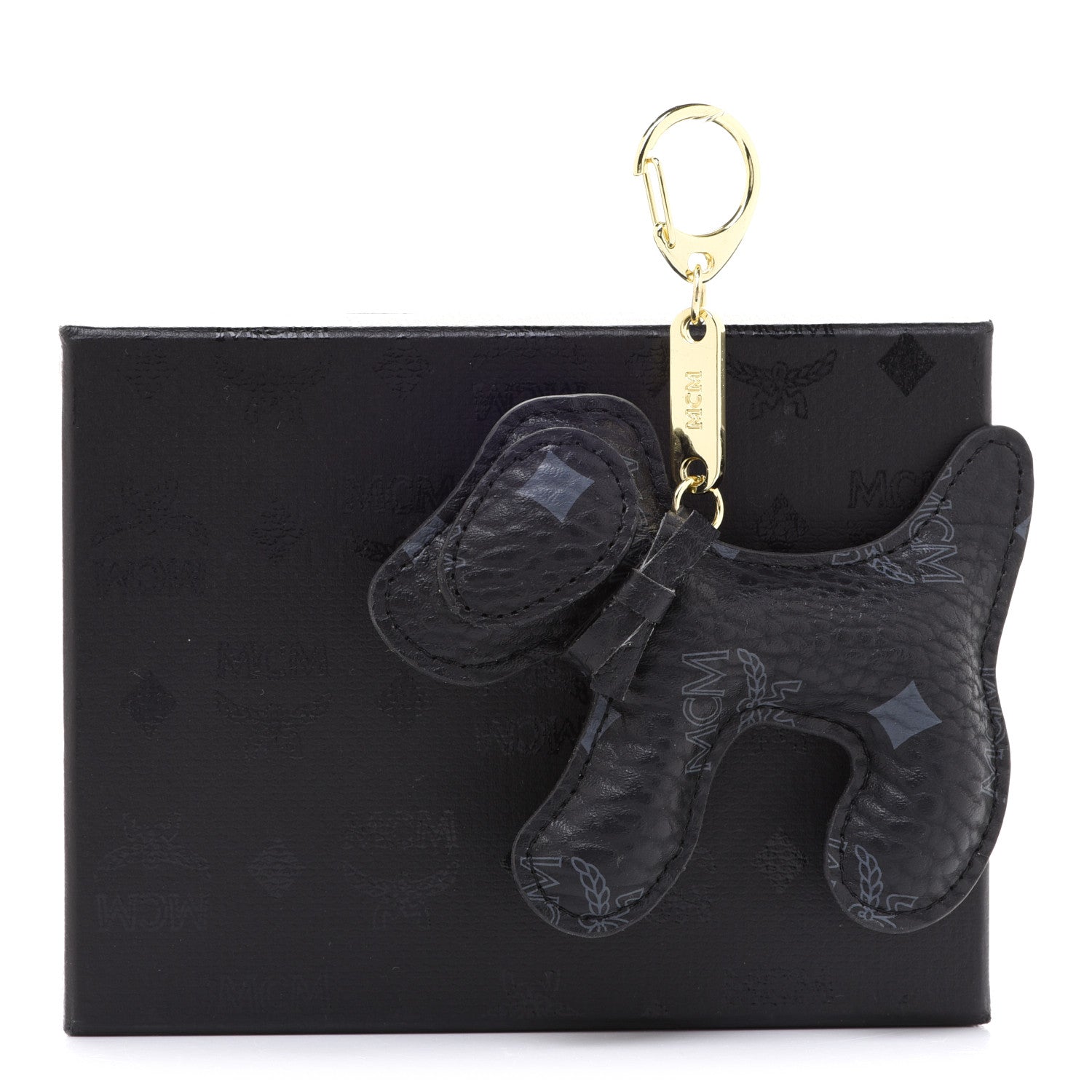 mcm ドッグ　キーリング MCM Visetos Dog Key Ring Bag Charm Black 963541 – FASHIONPHILE