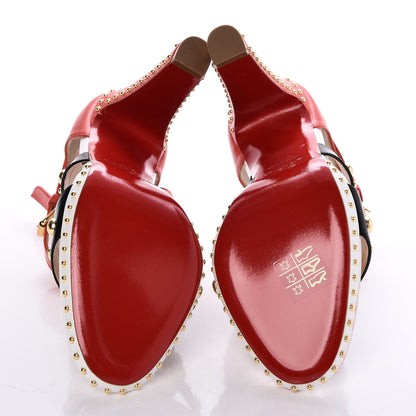 Christian Louboutin Calf Studded Decodome 120 Sandals 39.5 Orange Black 5 of 7