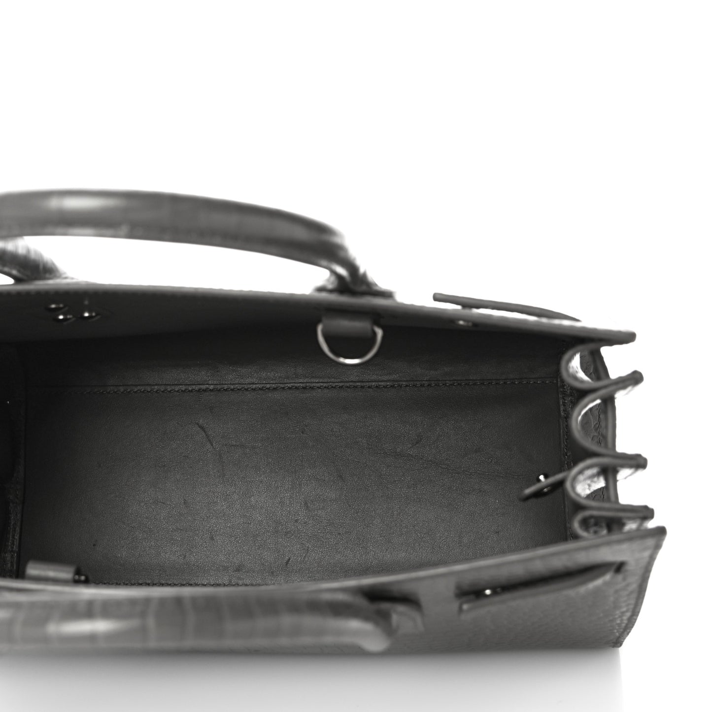 Calfskin Crocodile Embossed Baby Sac De Jour Fog