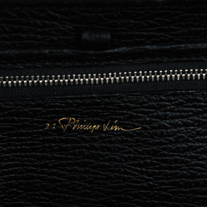 3.1 Phillip Lim 3.1 Calfskin Embossed Medium Pashli Satchel Black White 6 of 7