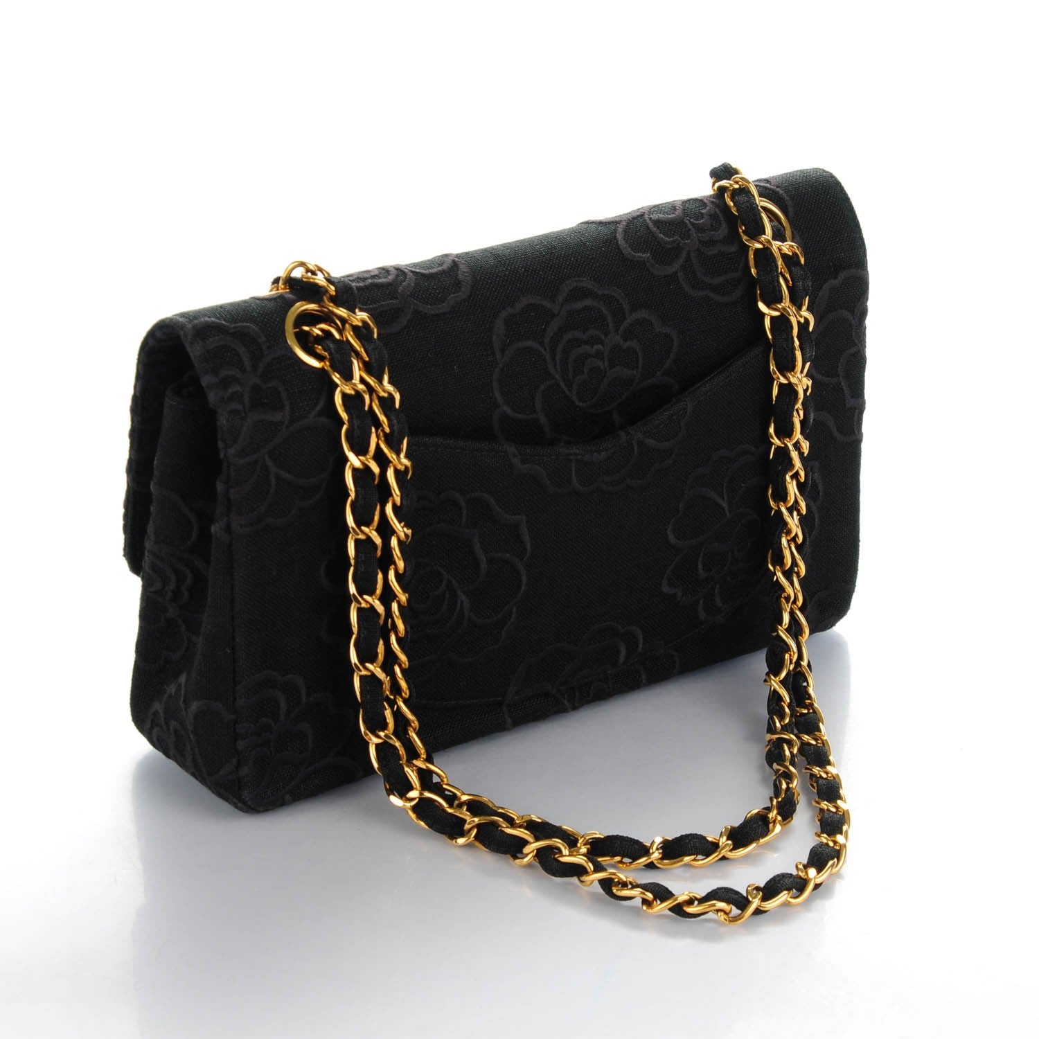 Chanel Canvas Camellia Embroidered Small Double Flap Black 3 of 9