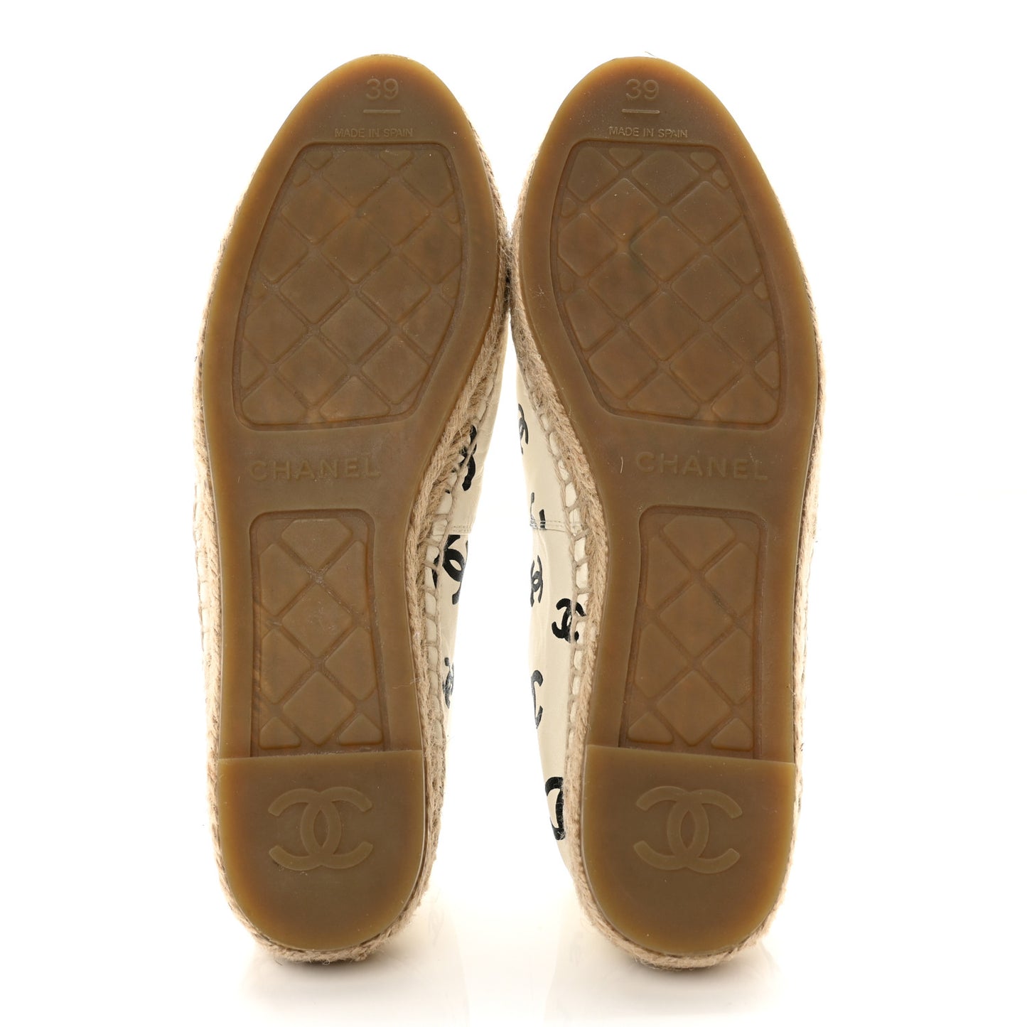 Lambskin Printed CC Espadrilles 39 White Black