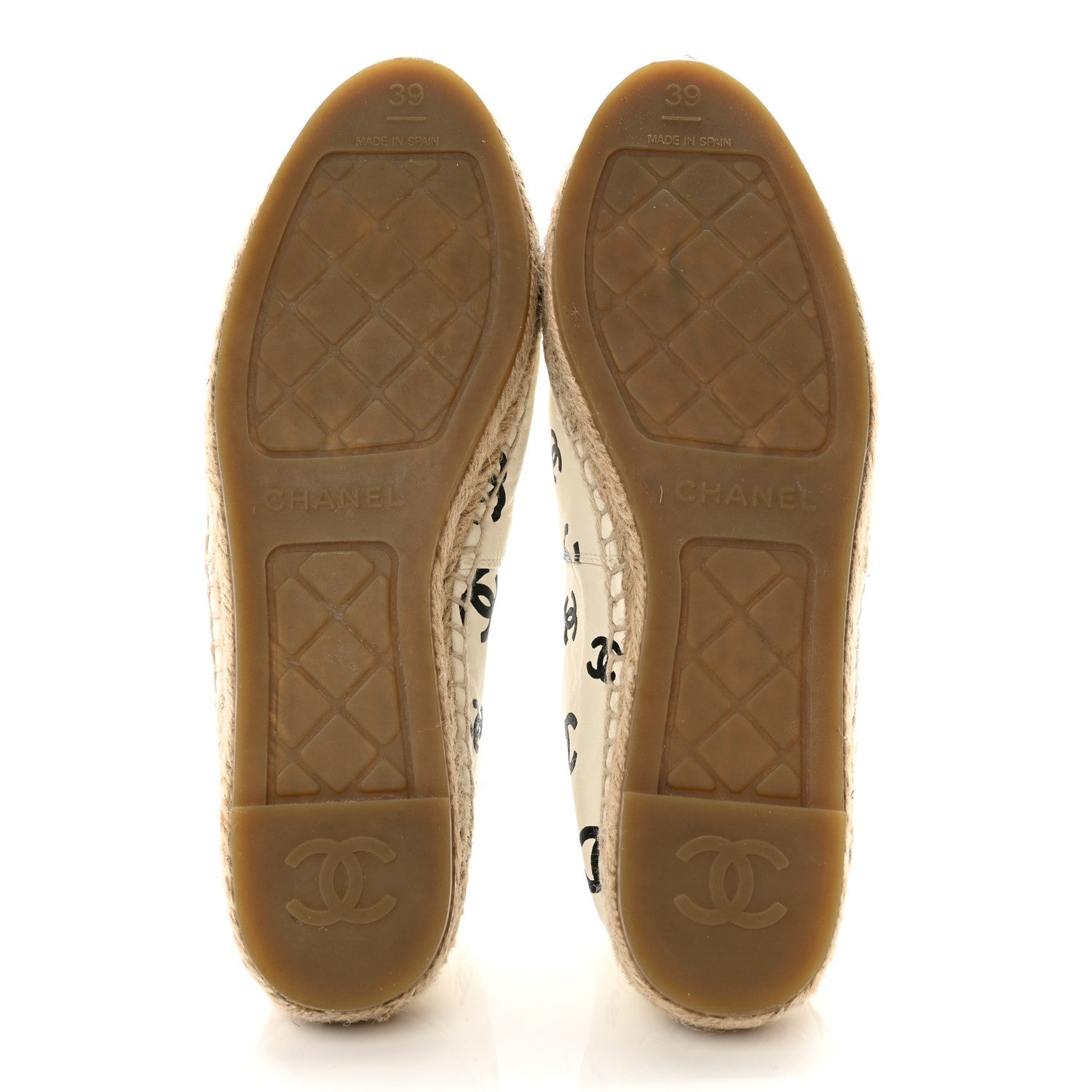Chanel Lambskin Printed CC Espadrilles 39 White Black 5 of 8
