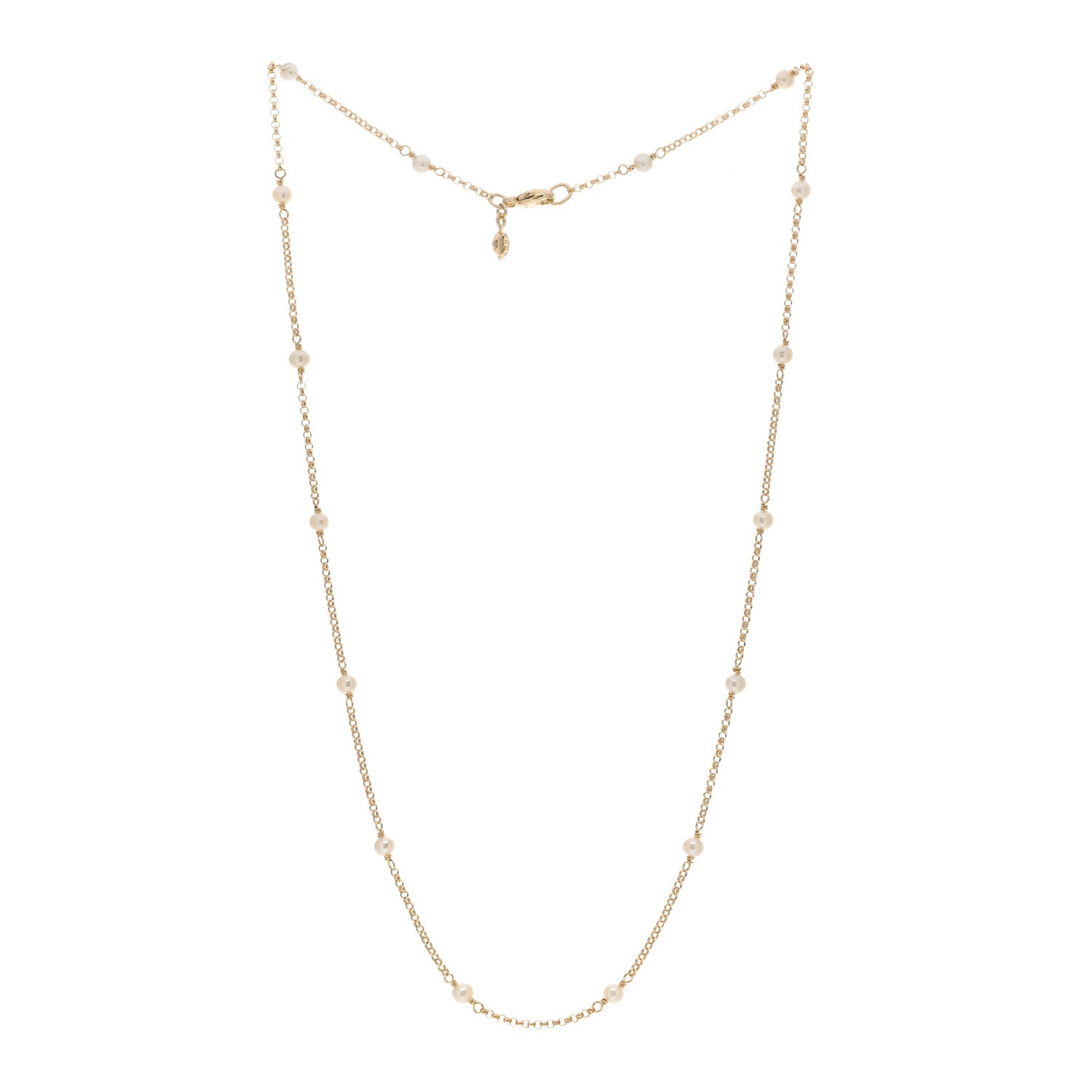 David Yurman 18K Yellow Gold Freshwater Pearl Cable Collectibles Station Necklace 2 of 3