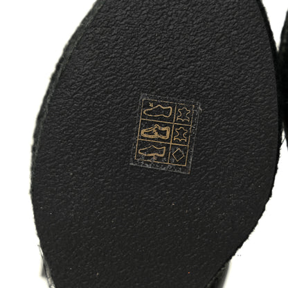 Saint Laurent Calfskin Tribute 95 Platform Espadrille Wedge Sandals 37 Black 7 of 9
