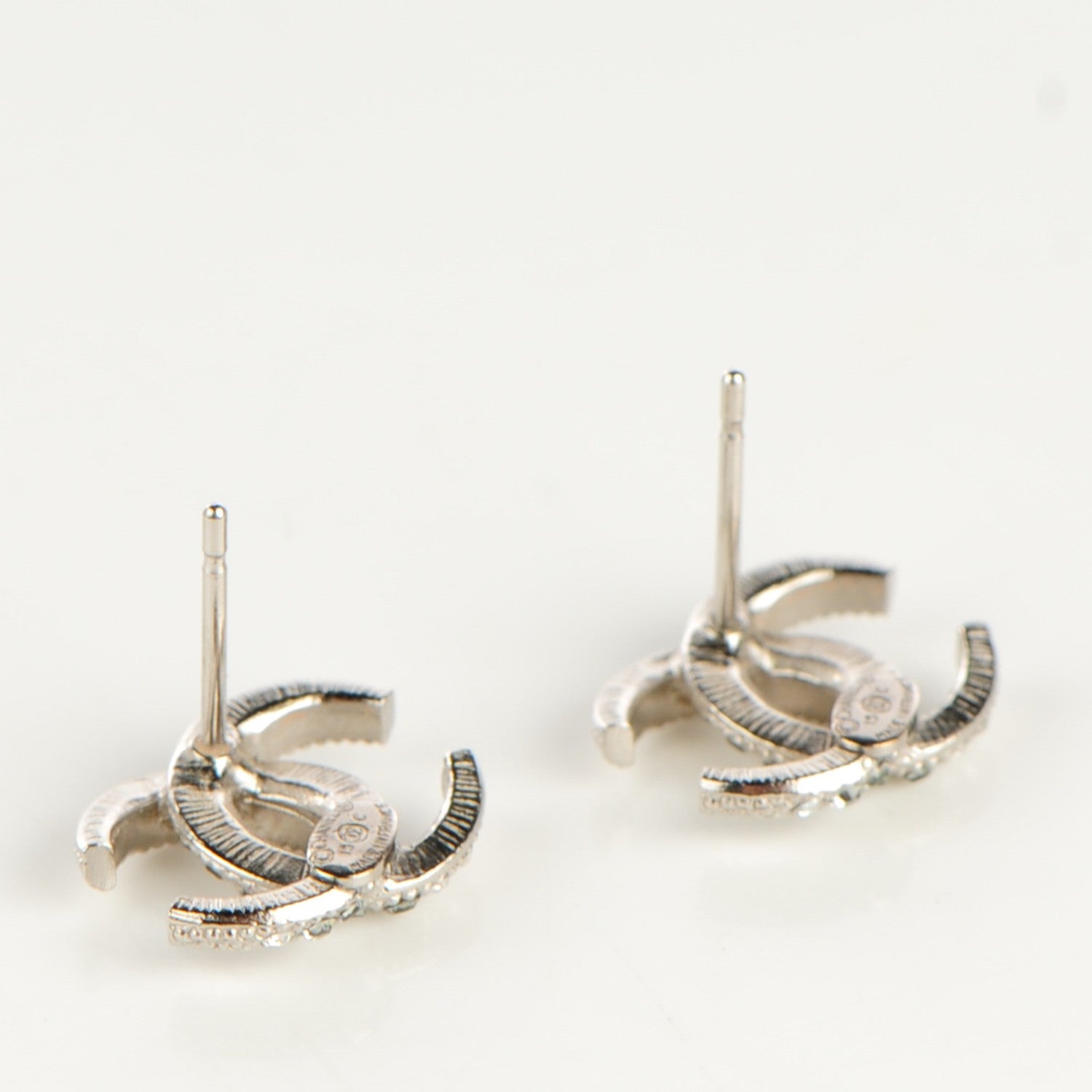 Chanel Crystal Moon CC Earrings Silver 3 of 5