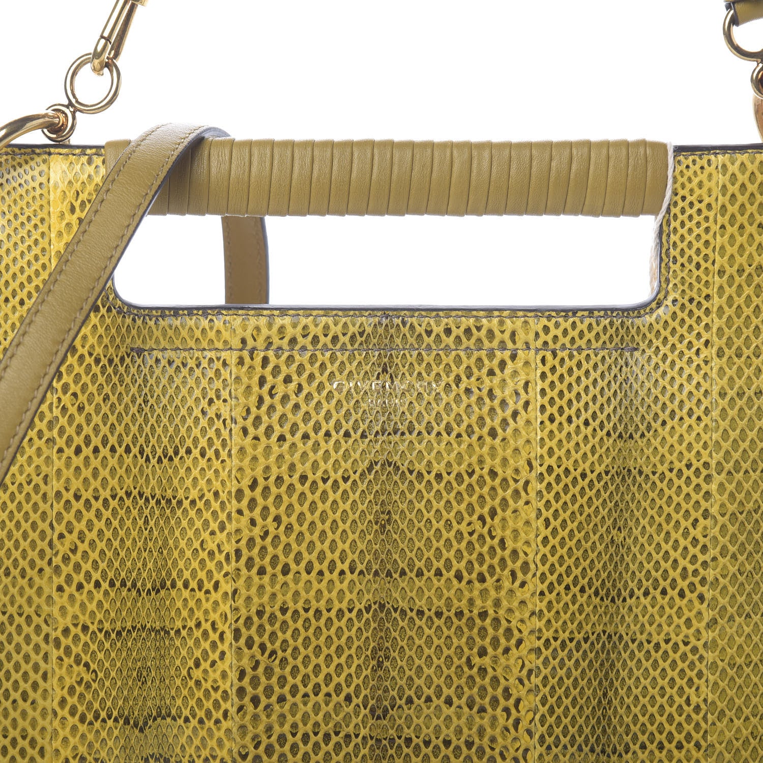 Givenchy Calfskin Python Embossed Medium Whip Top Handle Crossbody Yellow 8 of 10