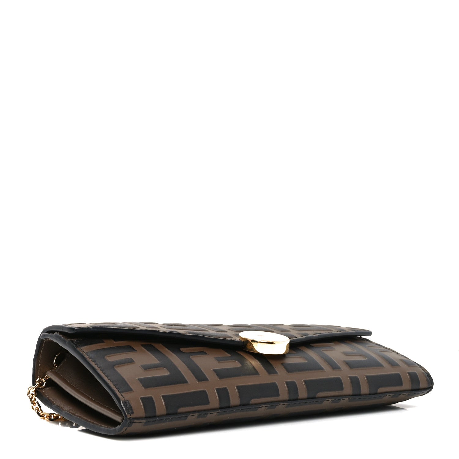 Fendi Vitello Soft F is Fendi Bi-Color FF 1974 Embossed Continental Envelope Wallet On Chain Maya Black 4 of 10