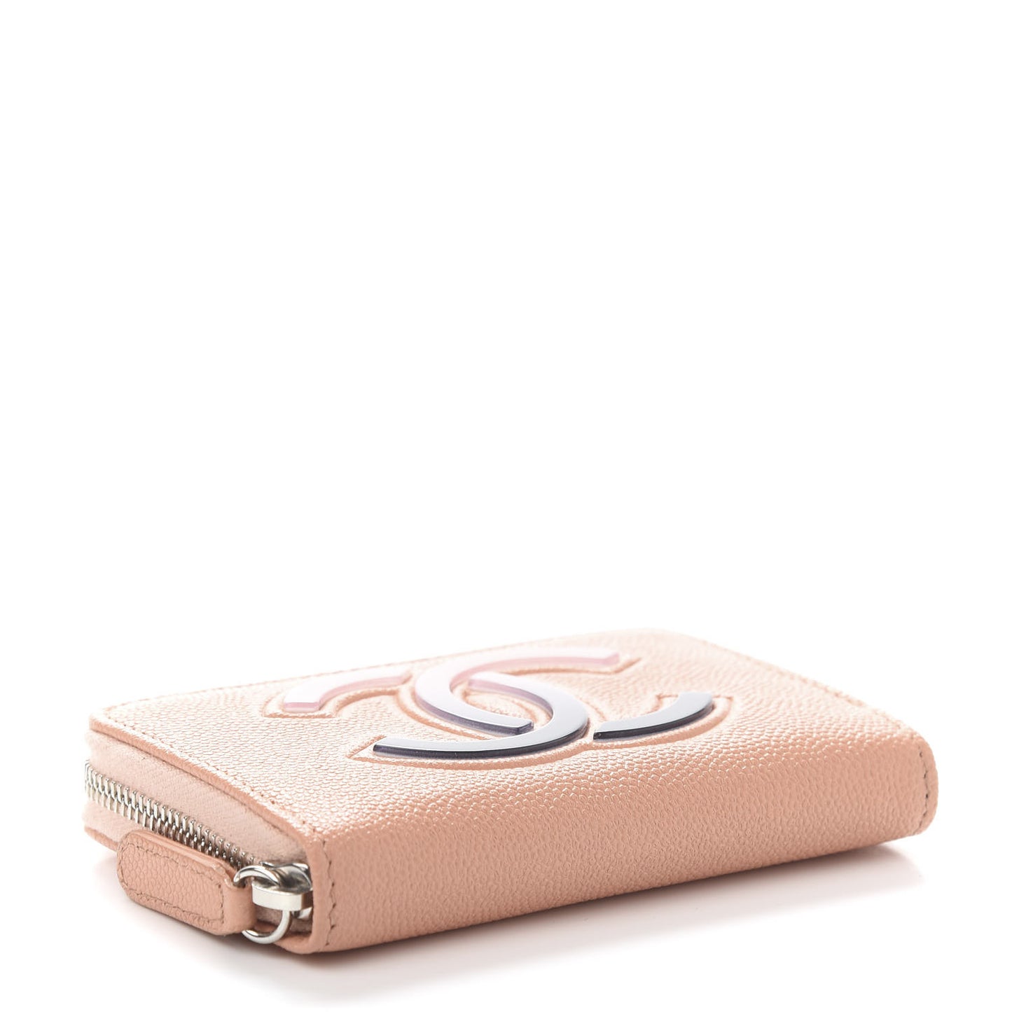 Caviar CC Small Zip Around Coin Purse Beige