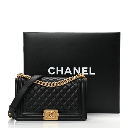 Chanel Lambskin Quilted Medium Boy Flap Black 18 of 18