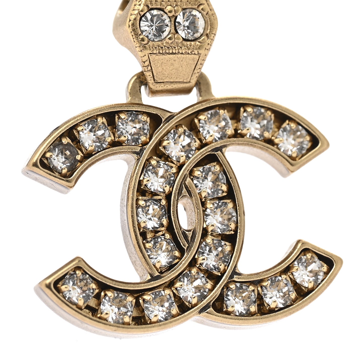 Crystal CC Pendant Necklace Gold