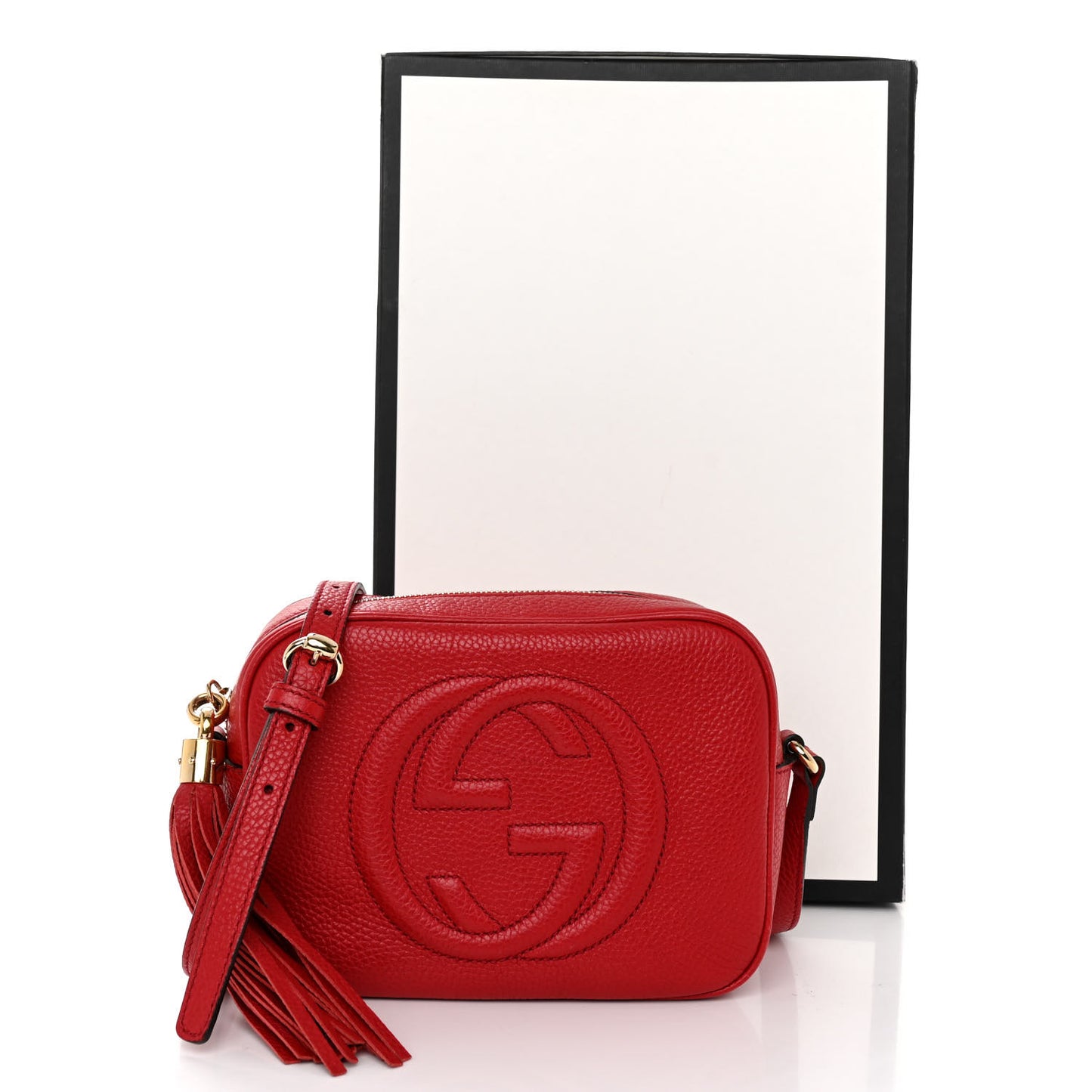 Pebbled Calfskin Small Soho Disco Bag Vibrant Red