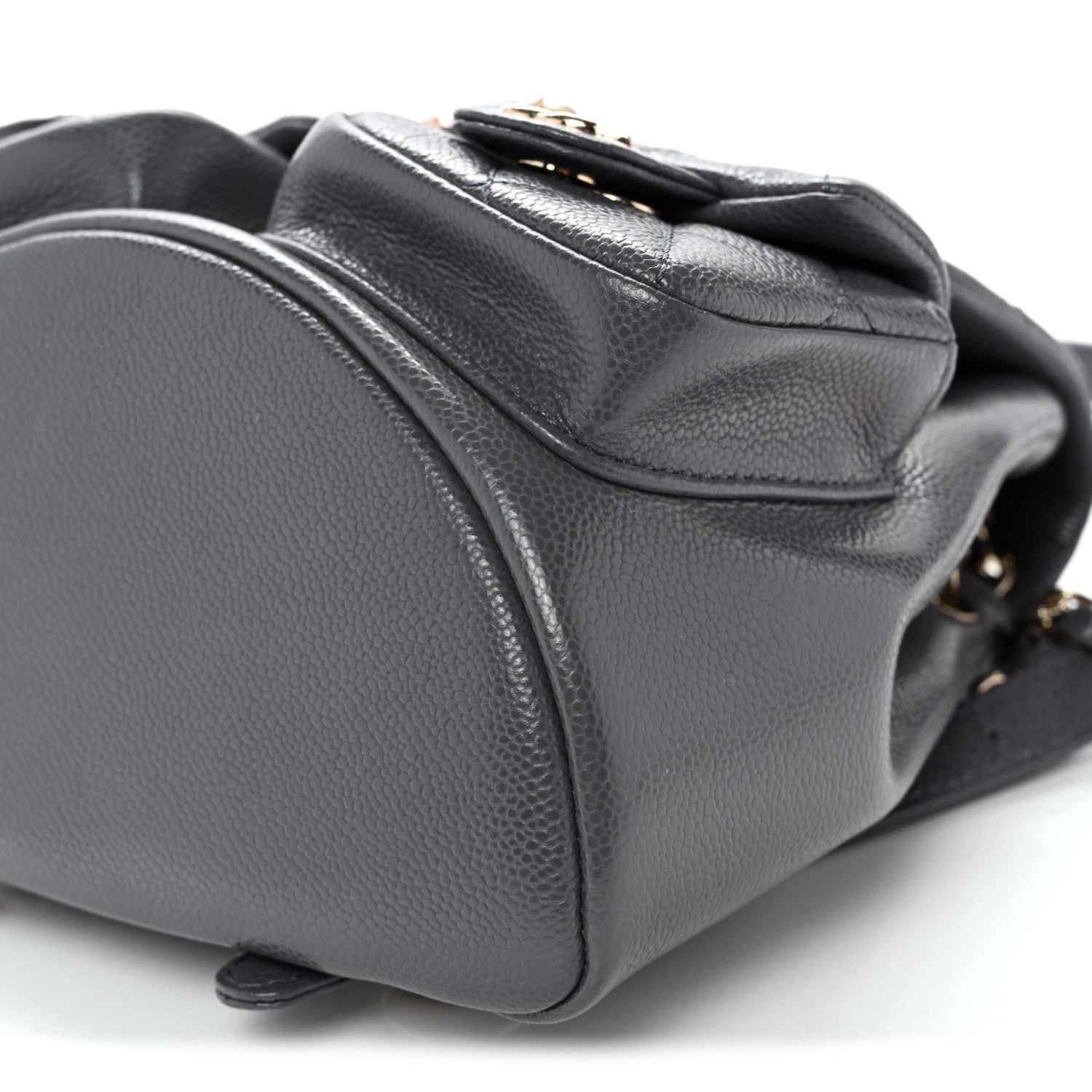 Chanel Shiny Caviar Quilted Small Duma Pockets Drawstring Backpack Grey 10 of 10