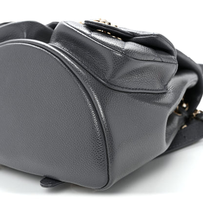 Chanel Shiny Caviar Quilted Small Duma Pockets Drawstring Backpack Grey 10 of 10