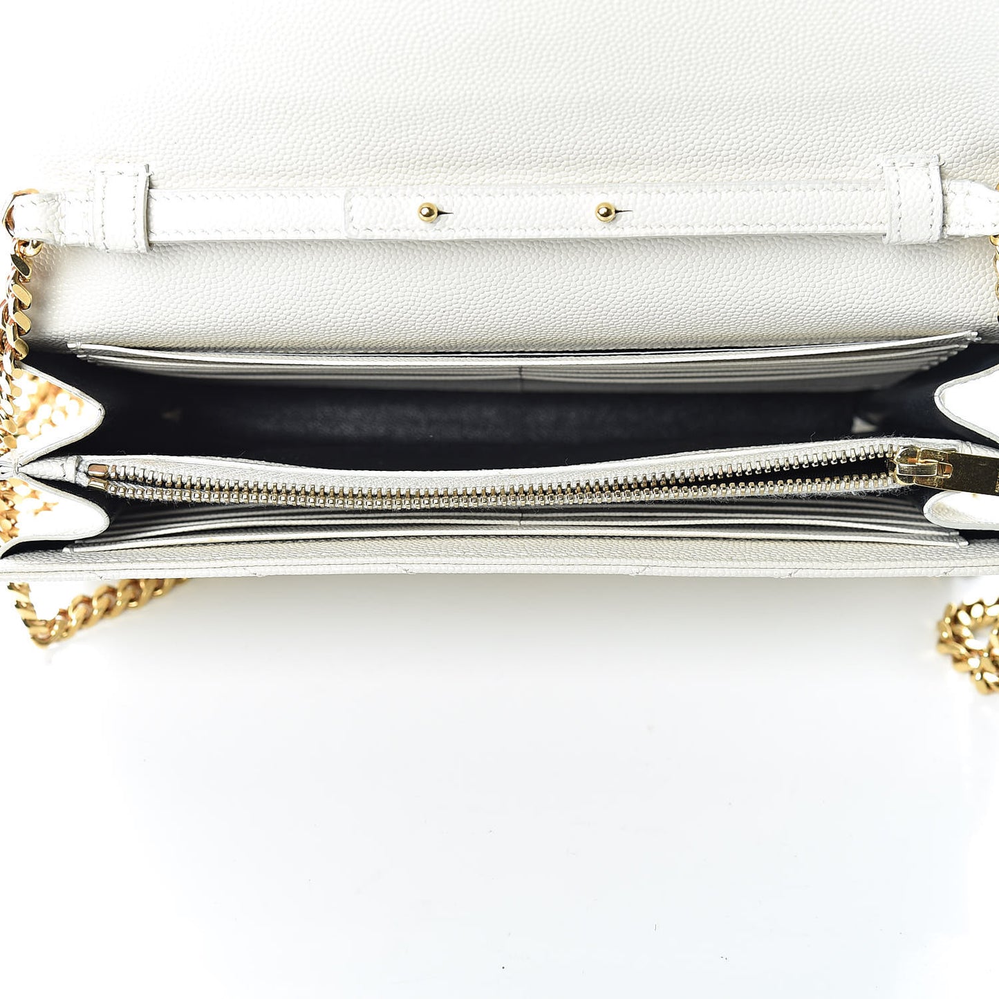 Grain De Poudre Matelasse Chevron Monogram Chain Wallet Porcellana