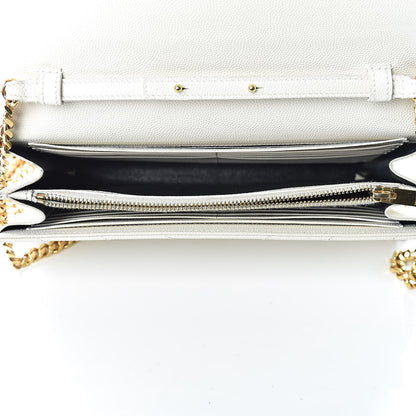 Saint Laurent Grain De Poudre Matelasse Chevron Monogram Chain Wallet Porcellana 5 of 11