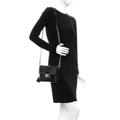Prada Saffiano Vernice Studded Crossbody Bag Black 3 of 8
