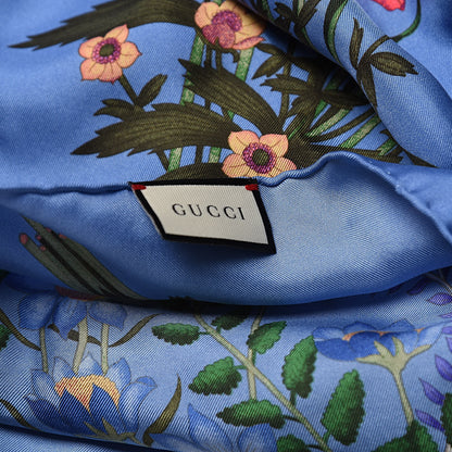 Gucci Silk Twill New Flora Square Scarf Bluette 3 of 4