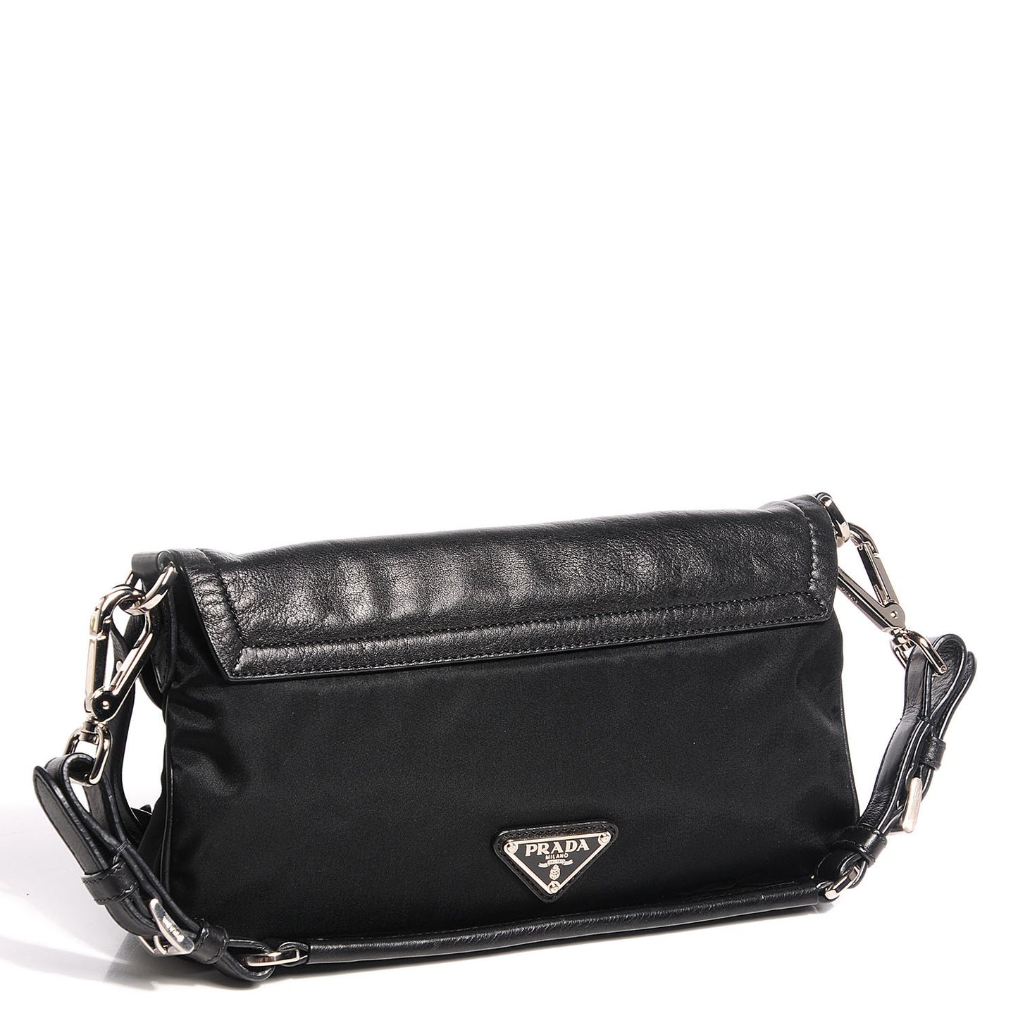 Lambskin Tessuto Nylon Tassel Shoulder Bag Black