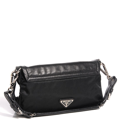 Prada Lambskin Tessuto Nylon Tassel Shoulder Bag Black 3 of 10