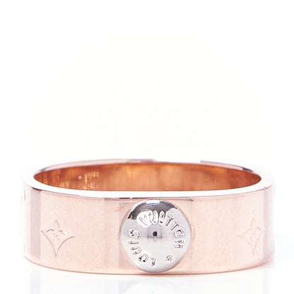 Louis Vuitton Brass Monogram Engraved Nanogram Ring M Pink Gold 1 of 7