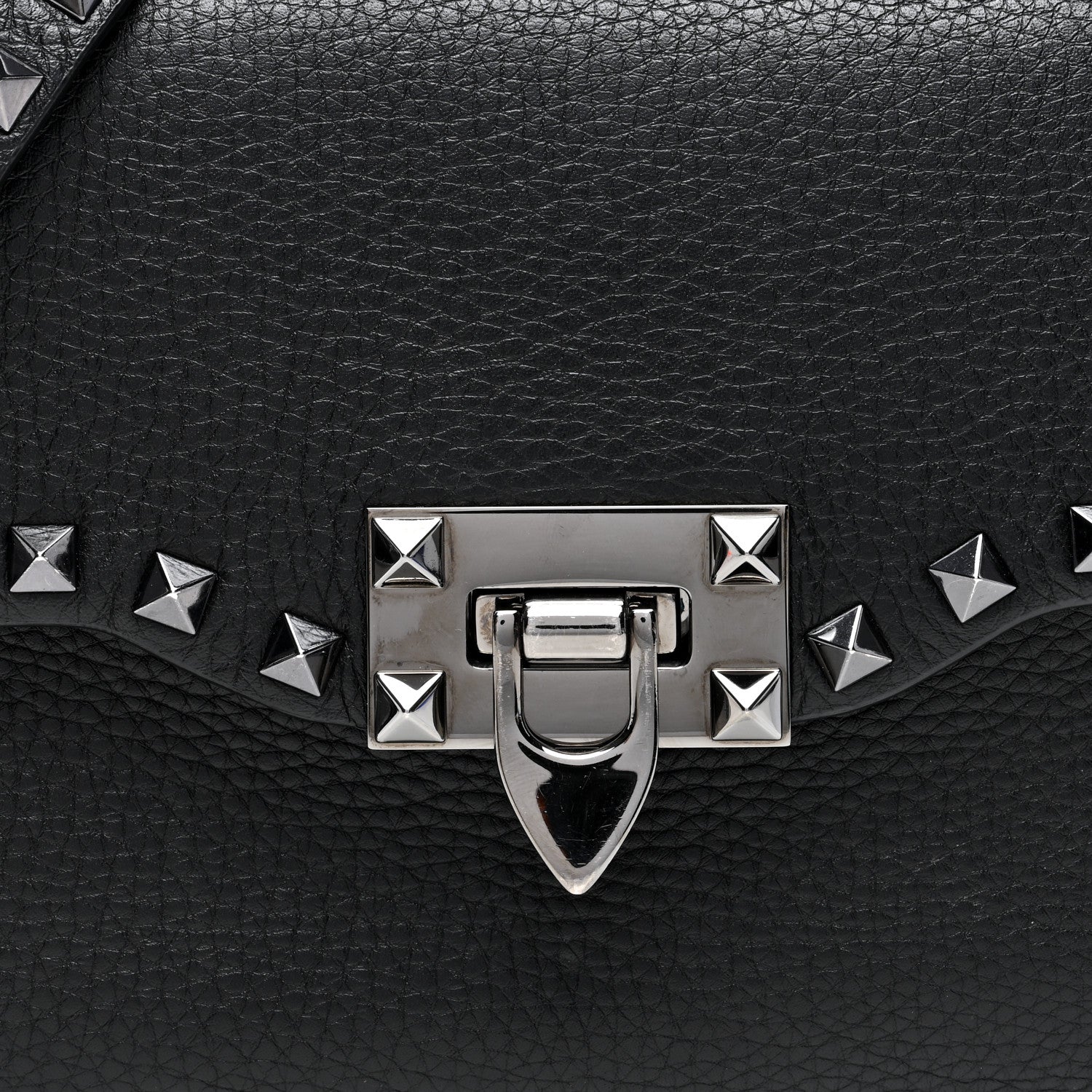 Valentino Garavani Pebbled Calfskin Monochrome Medium Rockstud Flip Lock Crossbody Bag Black 7 of 9