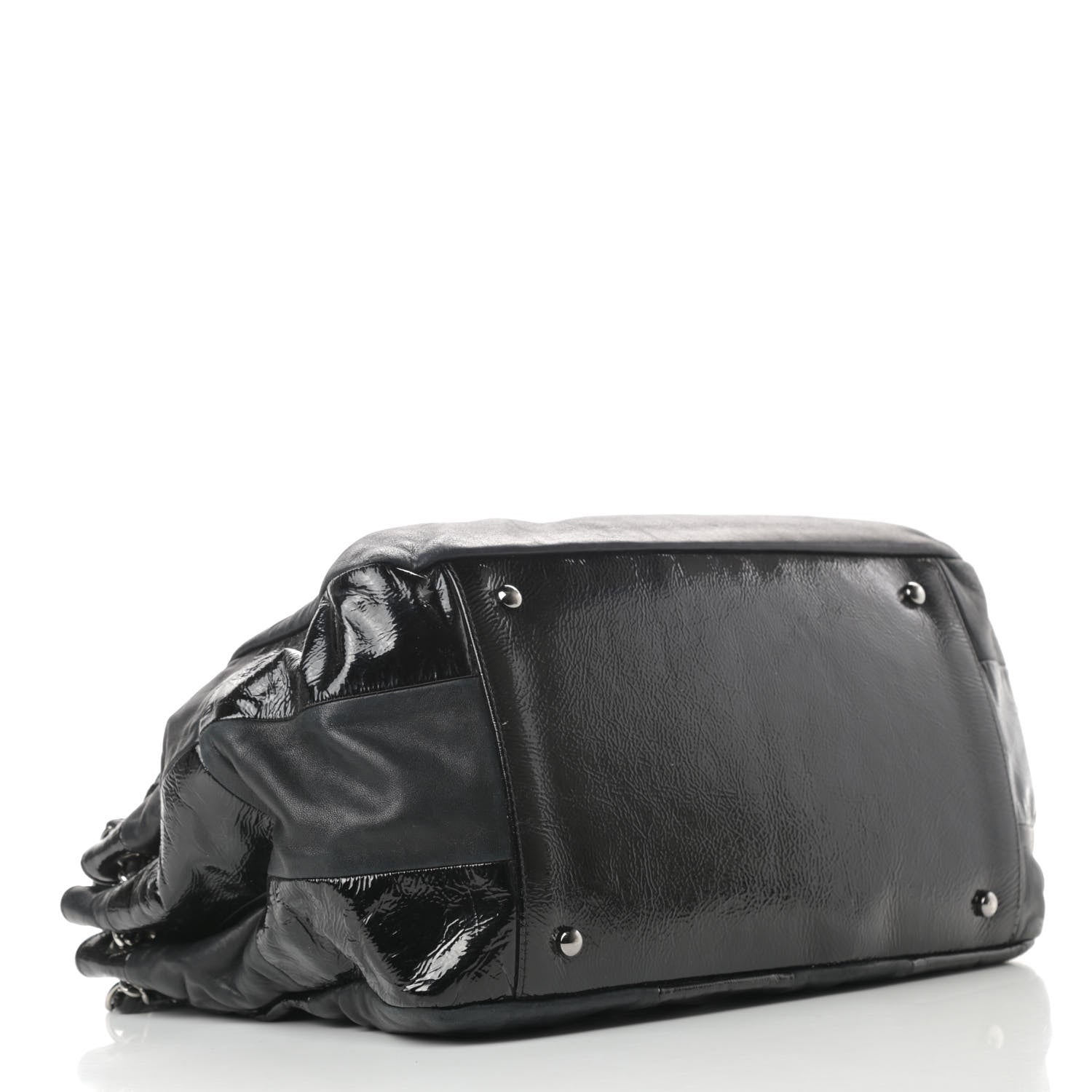 Chanel Lambskin Patent Calfskin Brooklyn Patchwork Accordion Flap Black 4 of 16