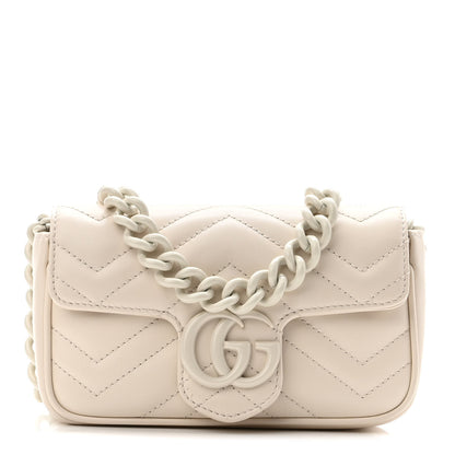 Gucci Calfskin Matelasse Monochrome GG Marmont Chain Belt Bag Mystic White 1 of 9