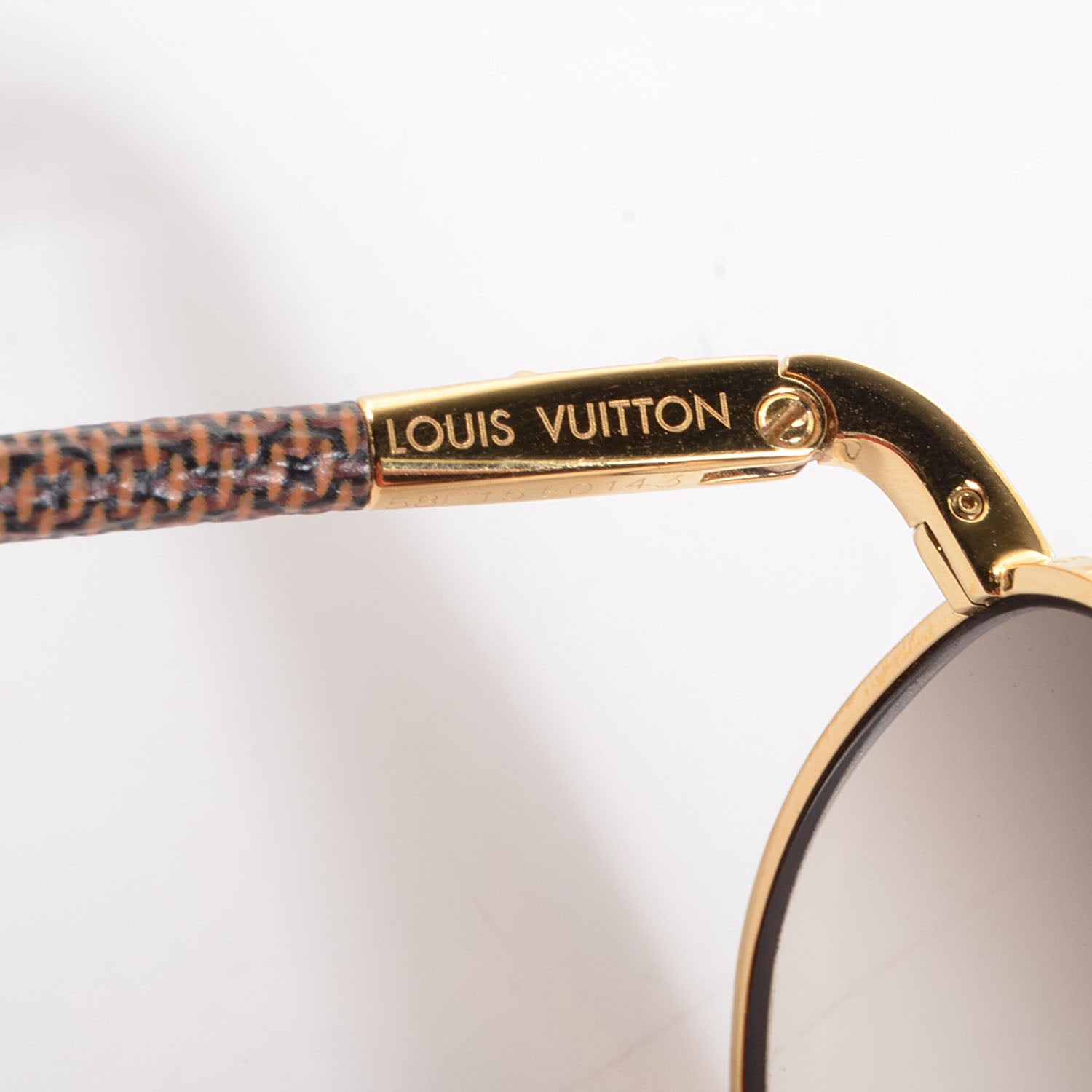 Louis Vuitton Damier Conspiration Pilote Aviator Sunglasses Z0202U Gold 4 of 8