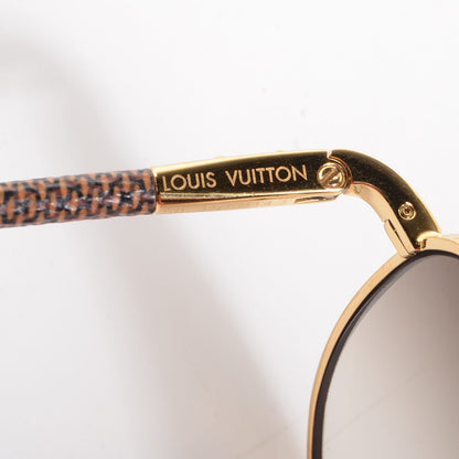 Louis Vuitton Damier Conspiration Pilote Aviator Sunglasses Z0202U Gold 4 of 8