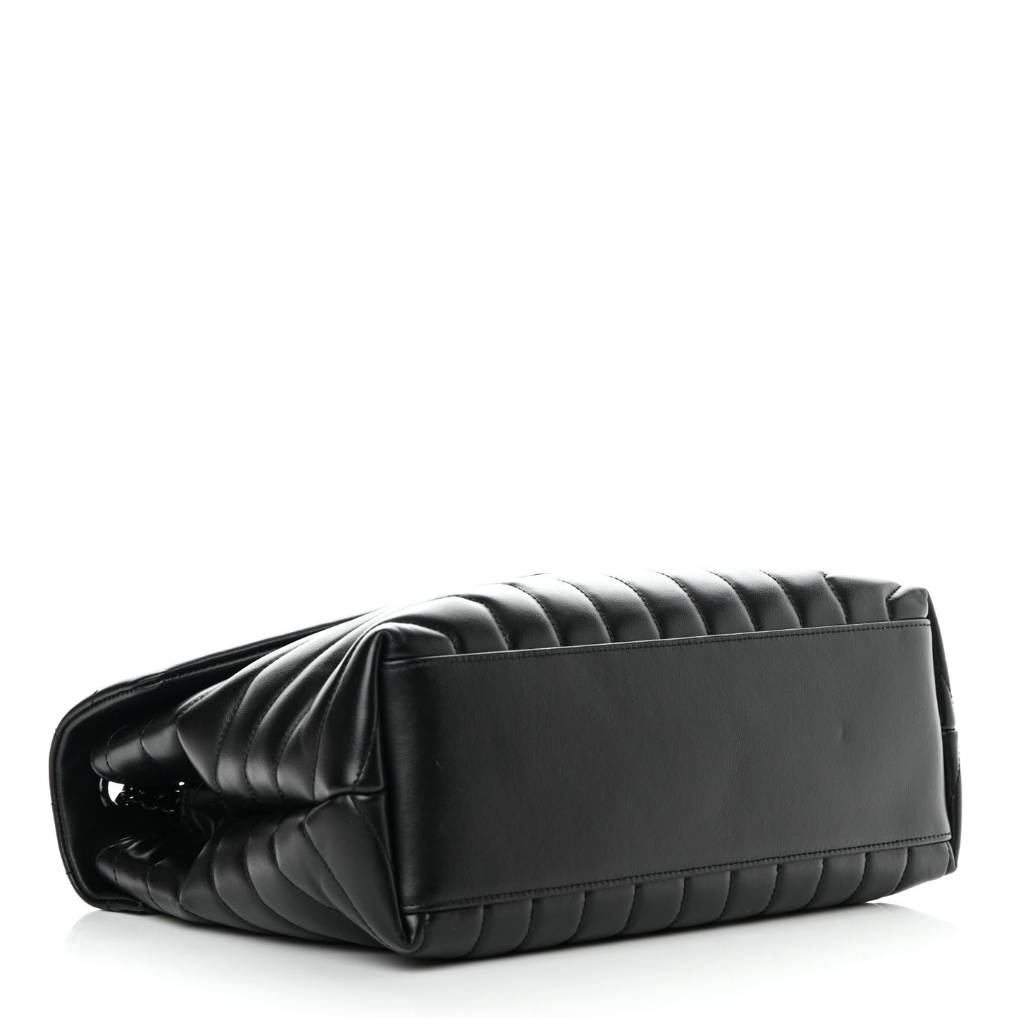 Calfskin Y Quilted Monogram Monochrome Medium Loulou Chain Satchel Black