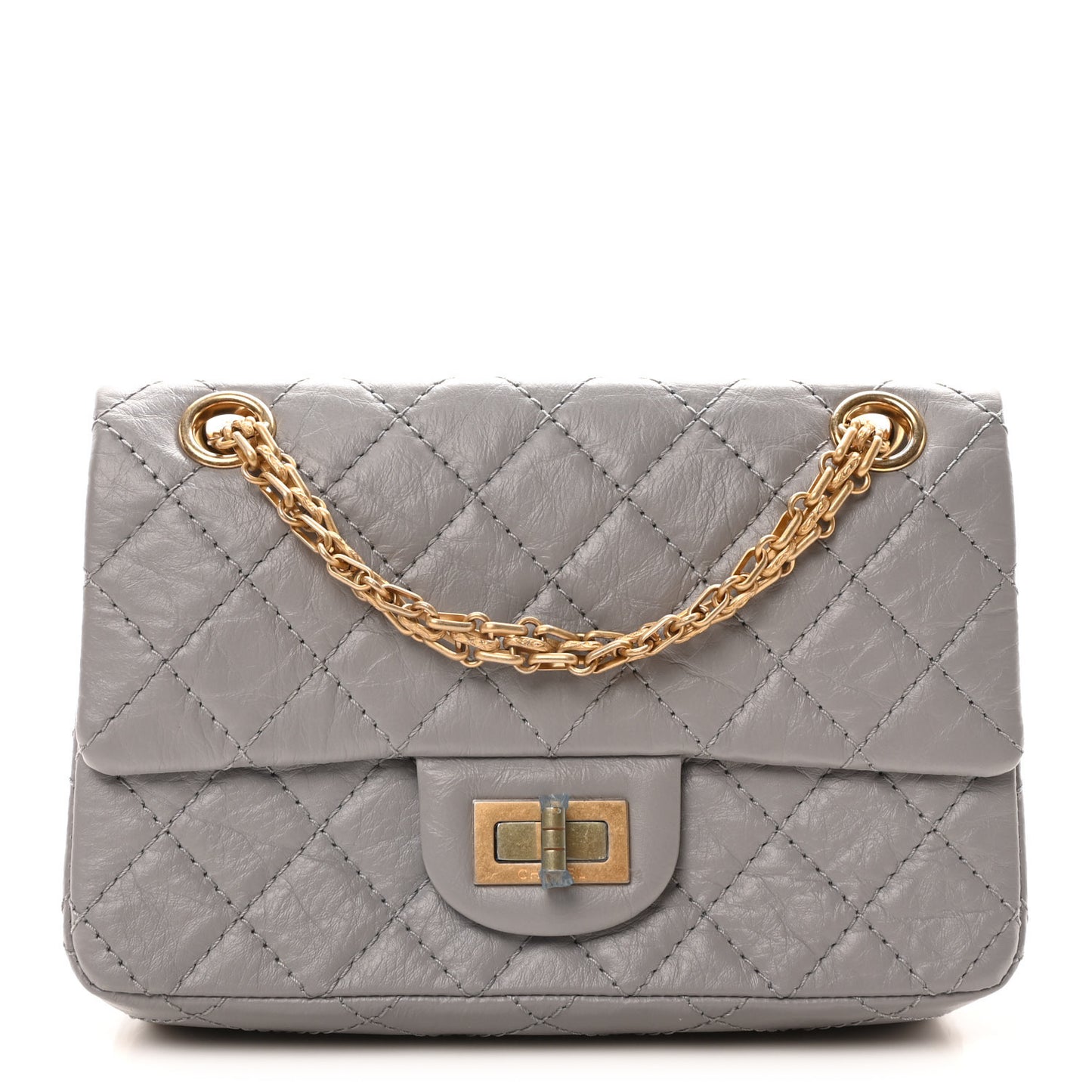 Aged Calfskin Quilted 2.55 Reissue Mini Flap Grey