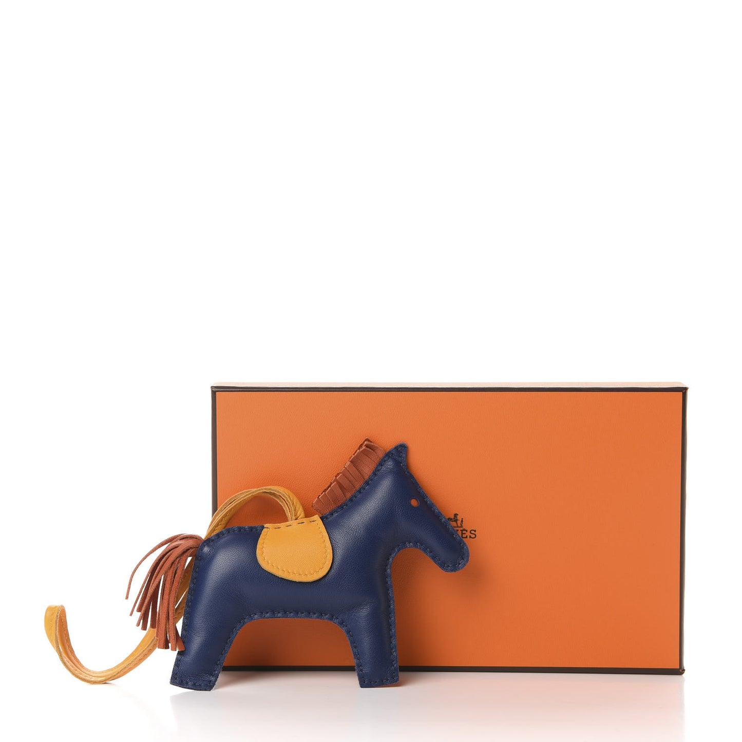 Milo Lambskin Grigri Rodeo Horse Bag Charm MM Bleu de Malte Cornaline Jaune D'Or