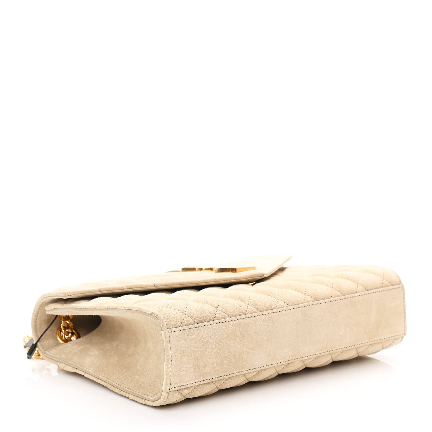 Suede Mixed Matelasse Triquilt Medium Monogram Envelope Satchel Sea Salt