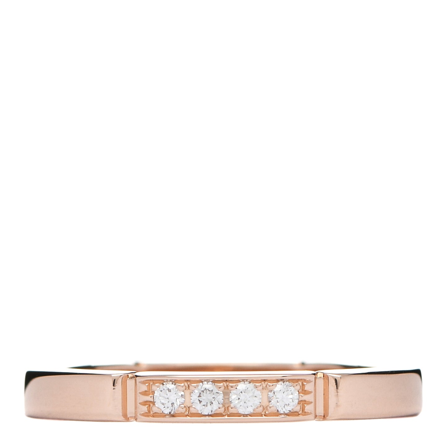 18K Pink Gold Diamond Maillon Panthere Wedding Band Ring 49 4.75