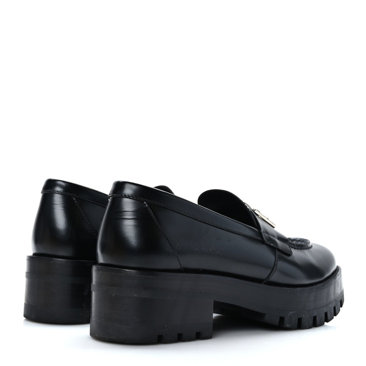 Calfskin Metal CC Loafers 40 Black