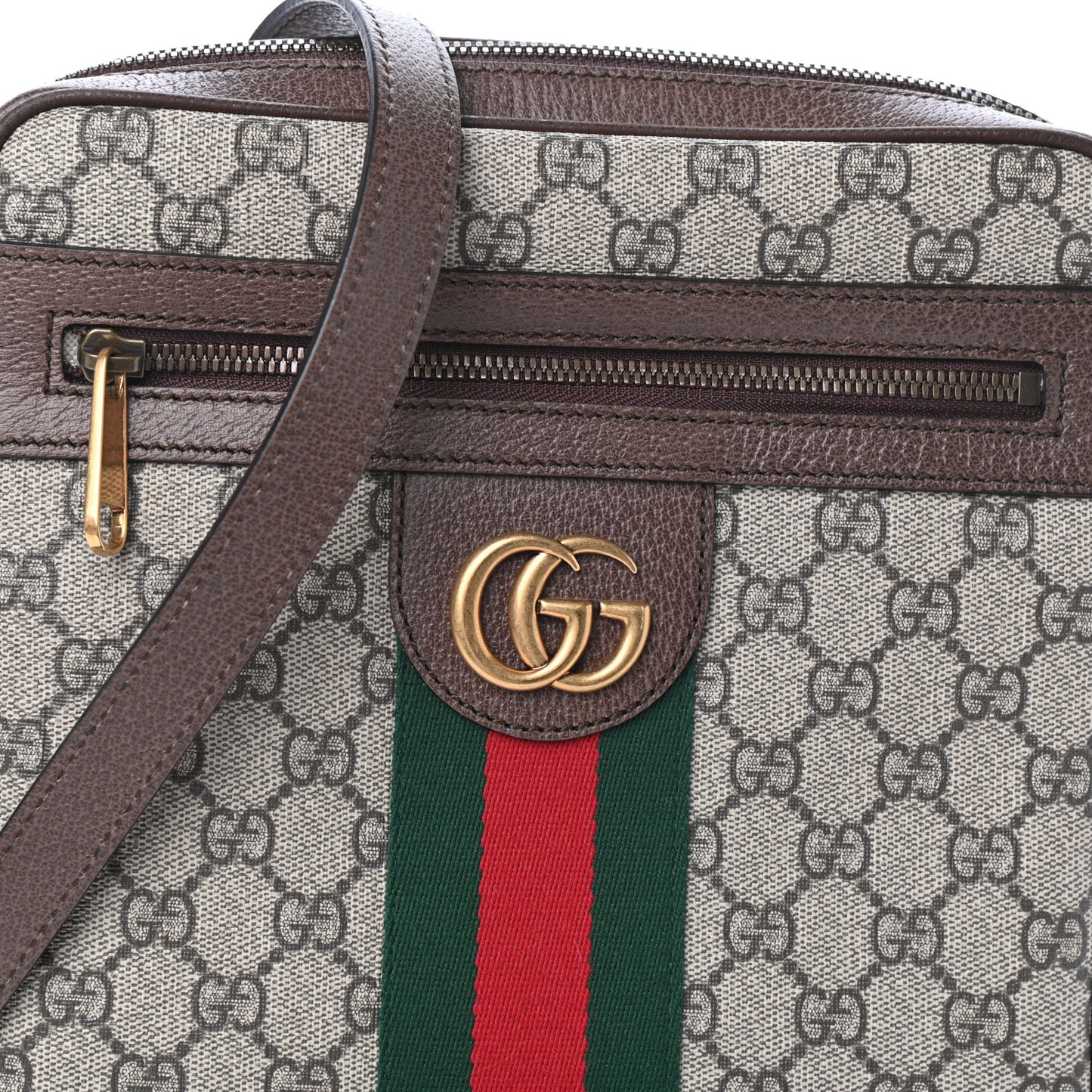 GG Supreme Monogram Web Small Ophidia Messenger Bag Brown