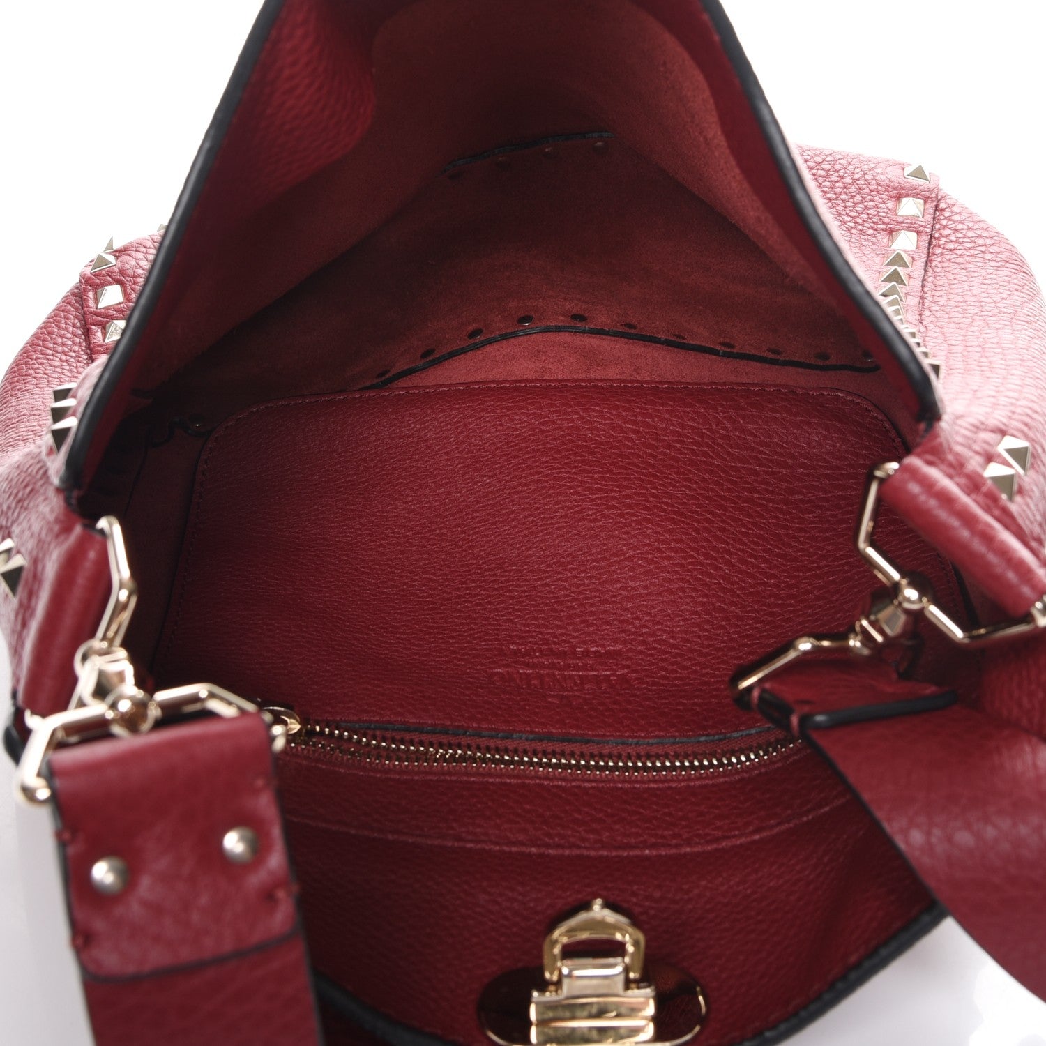 Valentino Garavani Pebbled Calfskin Small Rockstud Flip-Lock Messenger Bag Rubino 5 of 8