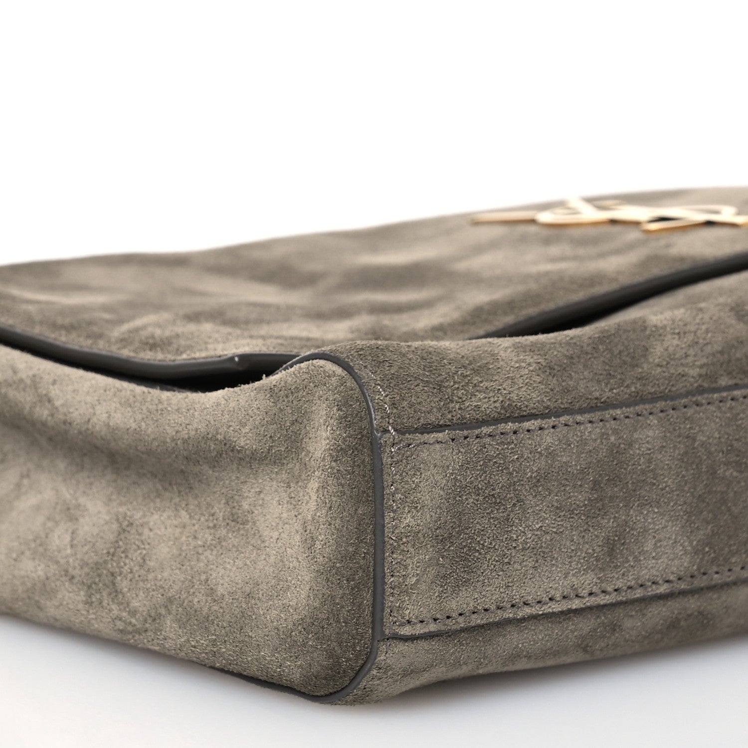 Saint Laurent Smooth Calfskin Suede Medium Reversible Monogram Kate Satchel Taupe 9 of 13