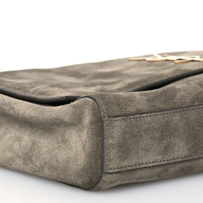 Saint Laurent Smooth Calfskin Suede Medium Reversible Monogram Kate Satchel Taupe 9 of 13