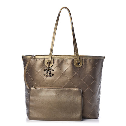 Chanel Grained Calfskin Large Shopping Fever Tote Gold 1 of 15